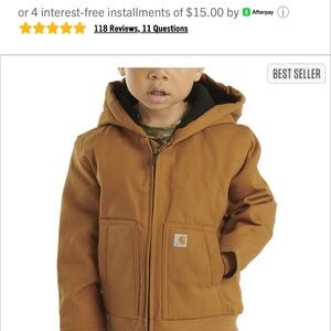 Carhartt Kids' Tan Hooded Jacket